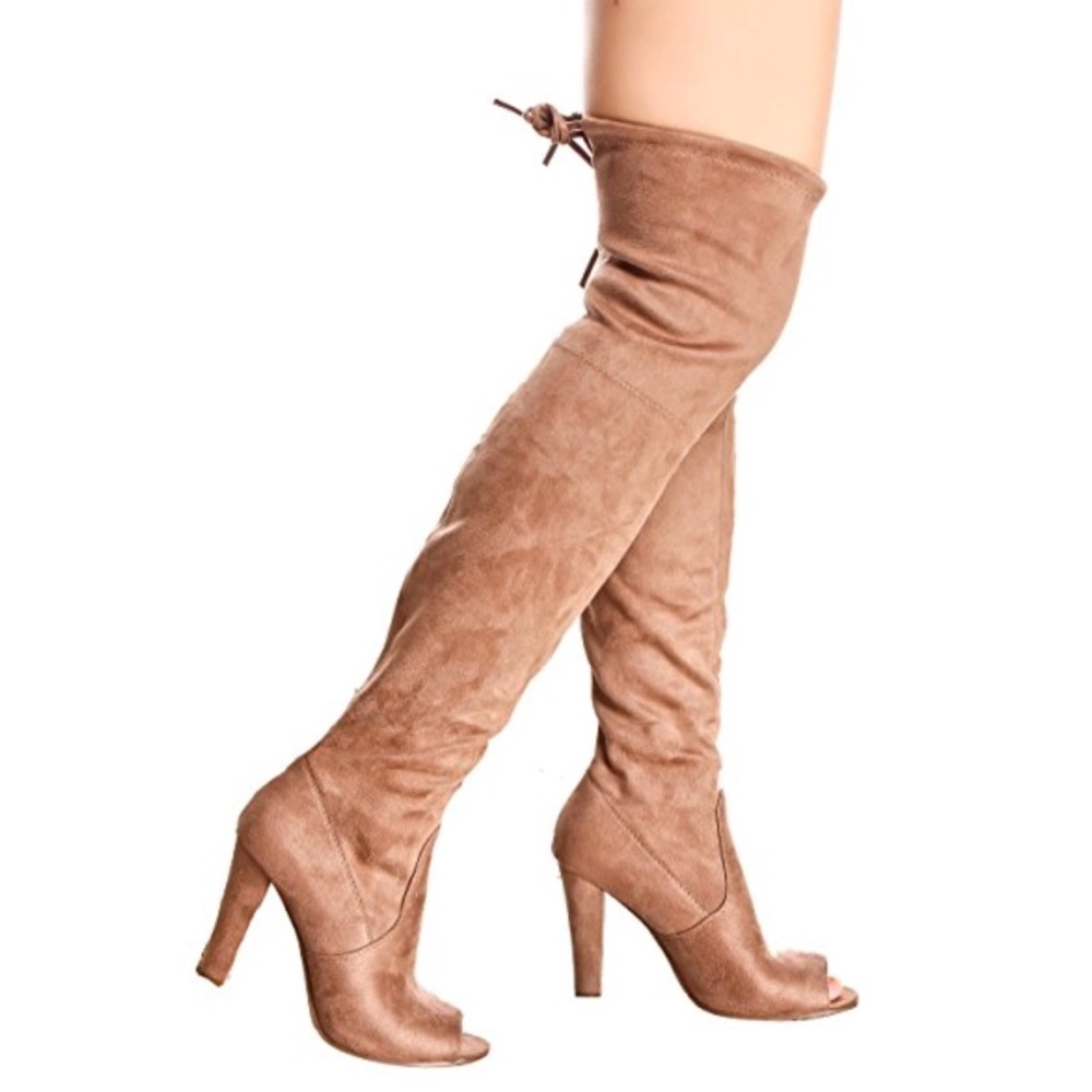 Over The Knee Drawstring Block Thigh High Boots - Picture 3 of 3